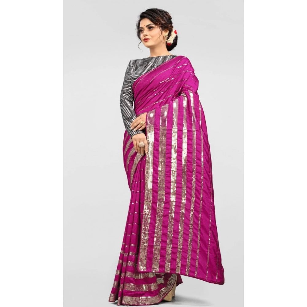 Women's Vichitra Saree — Pink · Pink