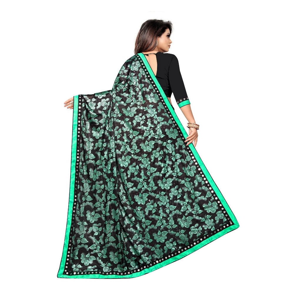 Women's Lycra Blend Saree — Green · reen
