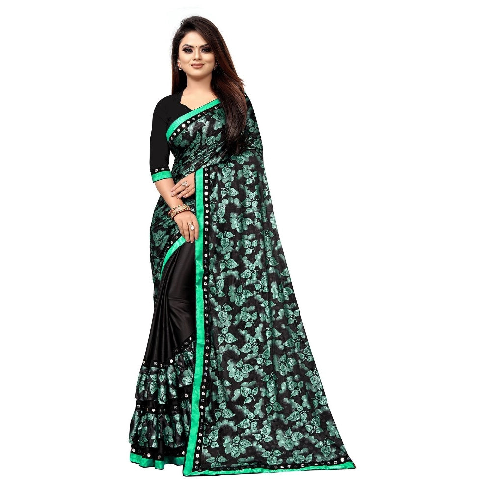 Women's Lycra Blend Saree — Green · reen