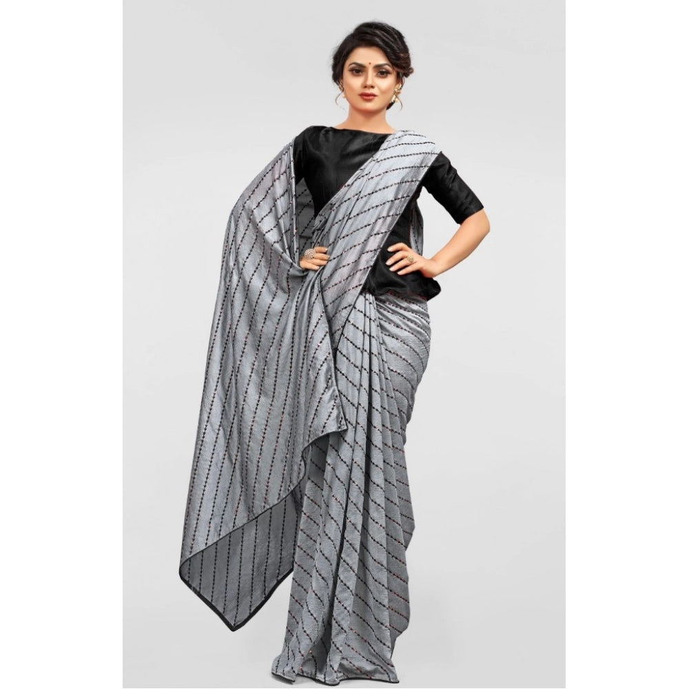 Women's Vichitra Saree — Grey