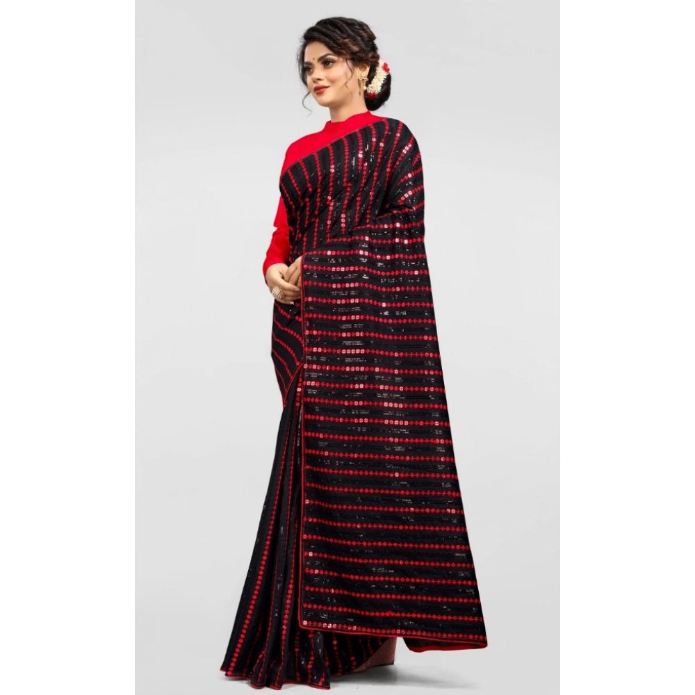 Women's Vichitra Saree — Red · _Red