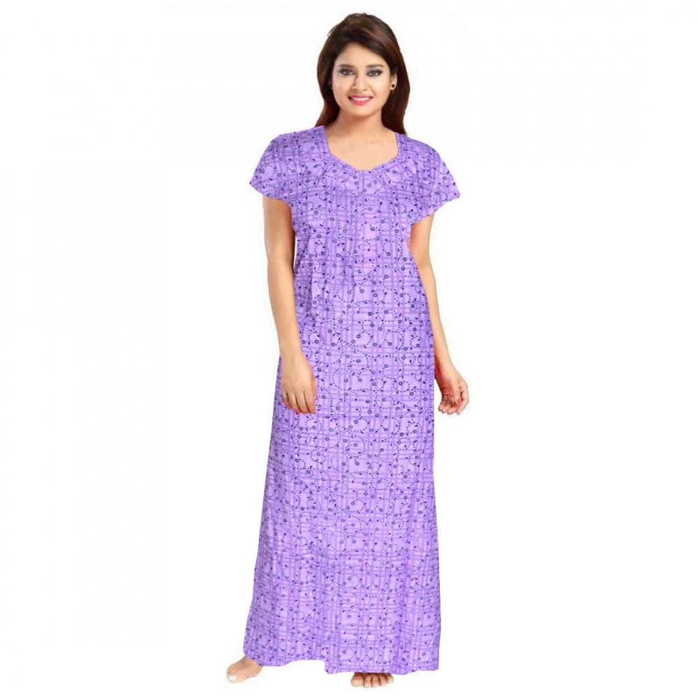 Women's Cotton Printed Maxi Nighty — Lavender