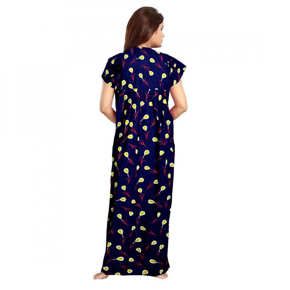 Women's Cotton Printed Maxi Nighty — Purple · 38_L