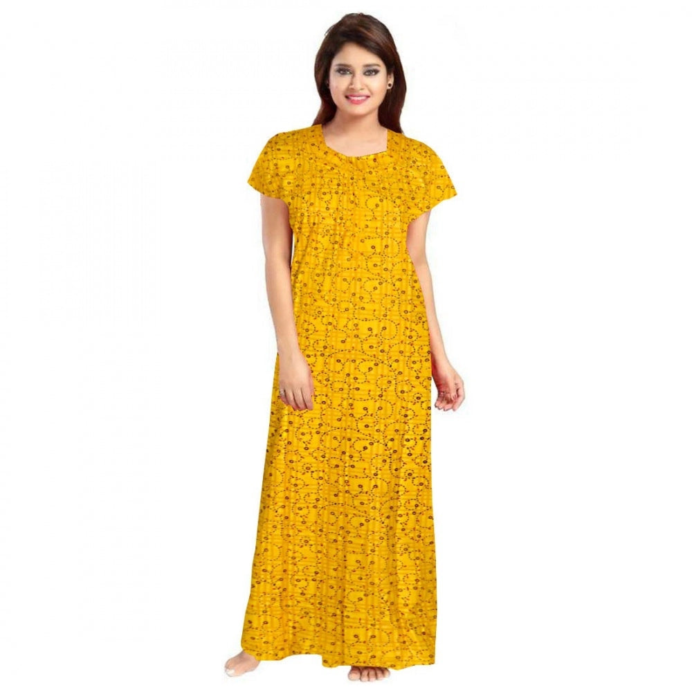 Women's Cotton Printed Maxi Nighty — Yellow · 05_L