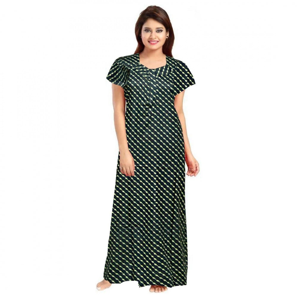 Women's Cotton Printed Maxi Nighty — Green · 44_L