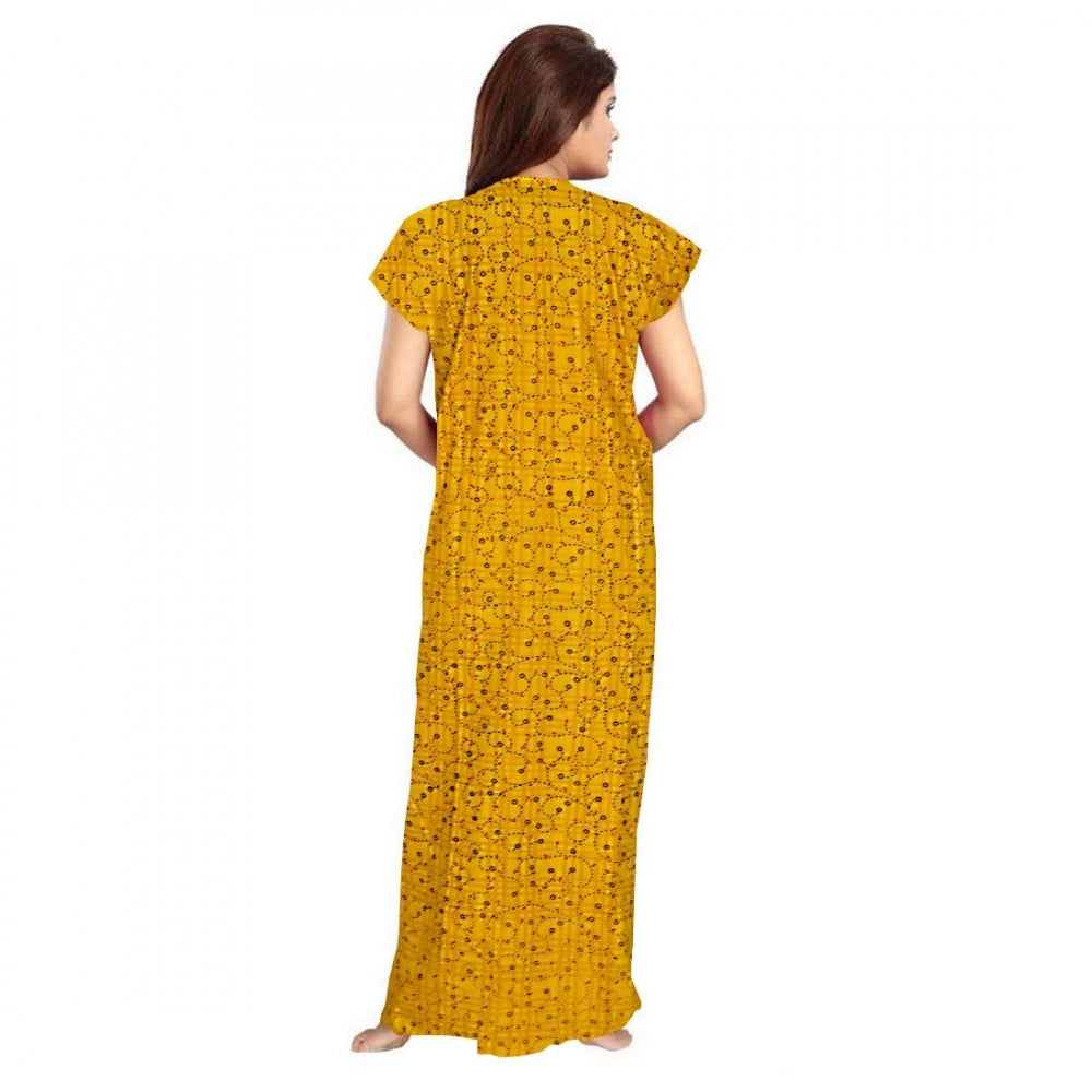 Women's Cotton Printed Maxi Nighty — Yellow · 05_L