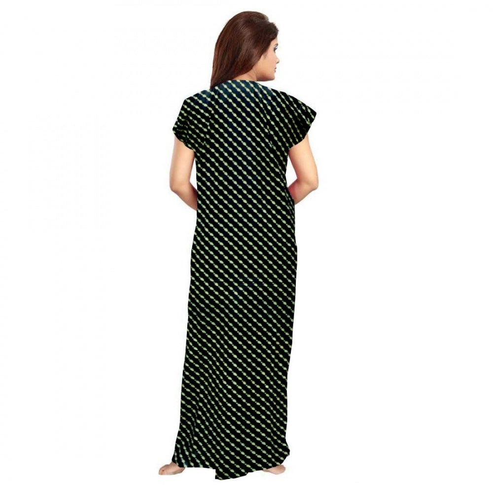 Women's Cotton Printed Maxi Nighty — Green · 44_L