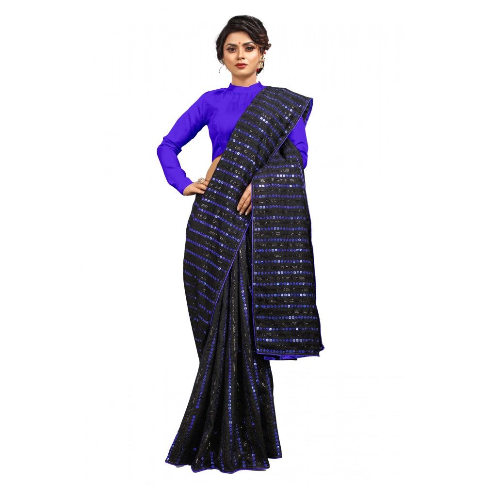 Women's Vichitra Saree — Blue