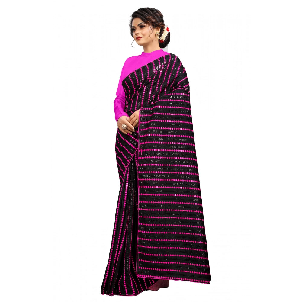 Women's Vichitra Saree — Pink · Pink