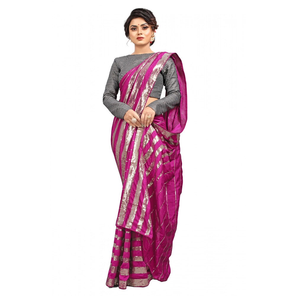 Women's Vichitra Saree — Pink · Pink