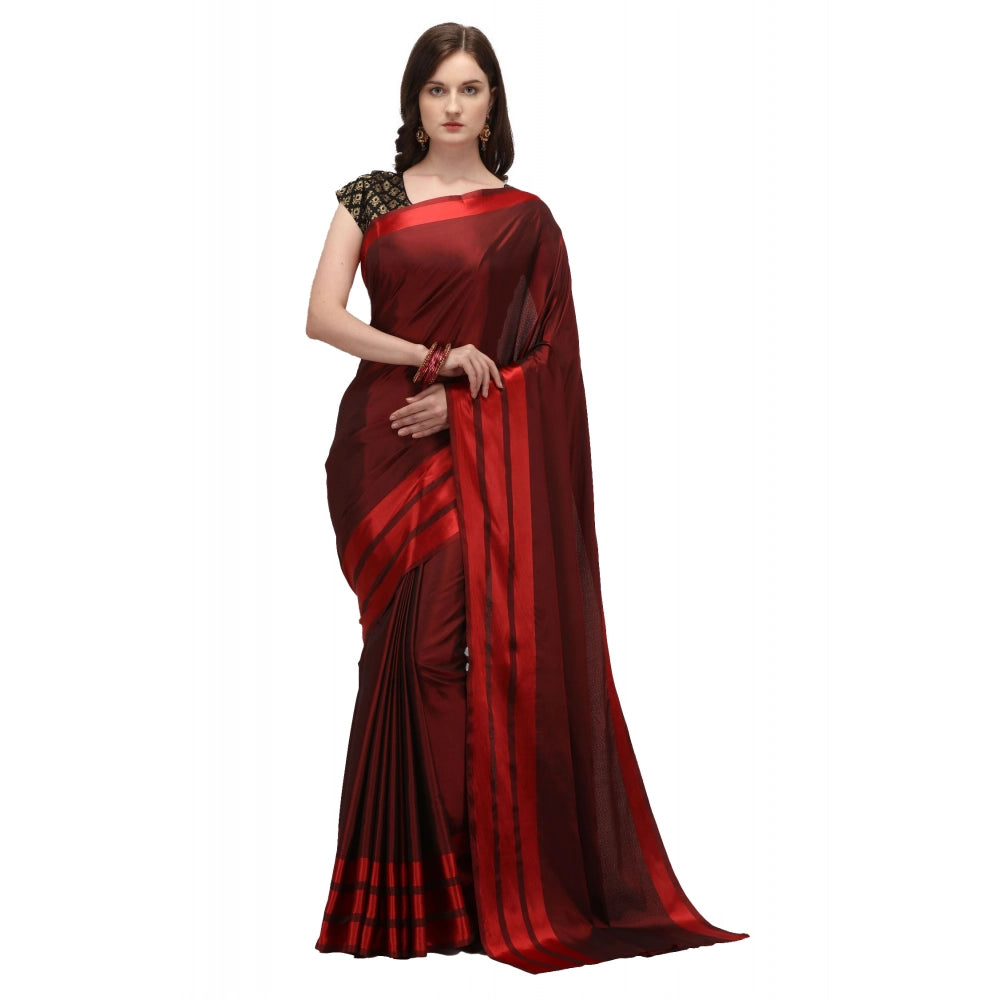 Women's Satin Silk Saree — Red · _Red