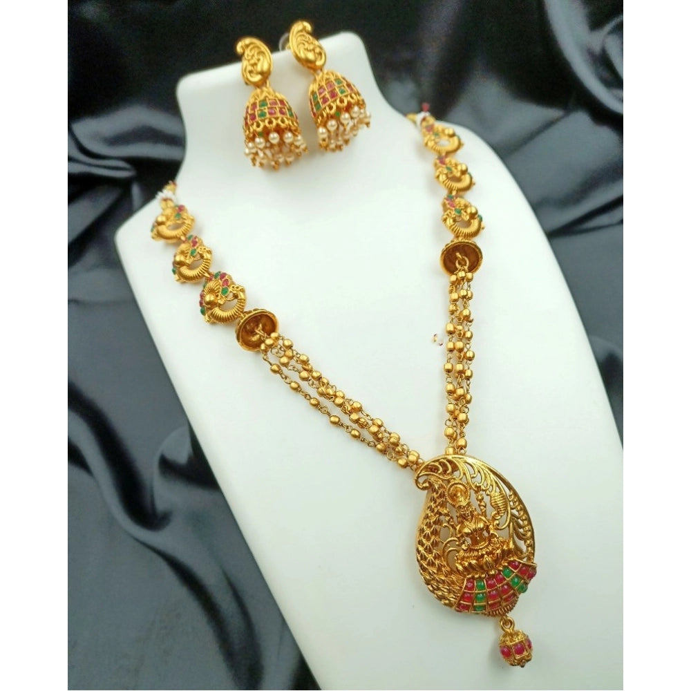 Women's Traditional Temple Necklace And Earrings Set In Gold · ULTI