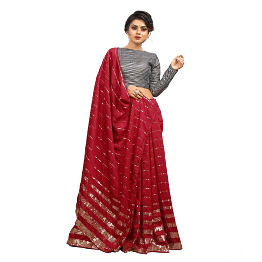 Women's Vichitra Saree — Red · _Red