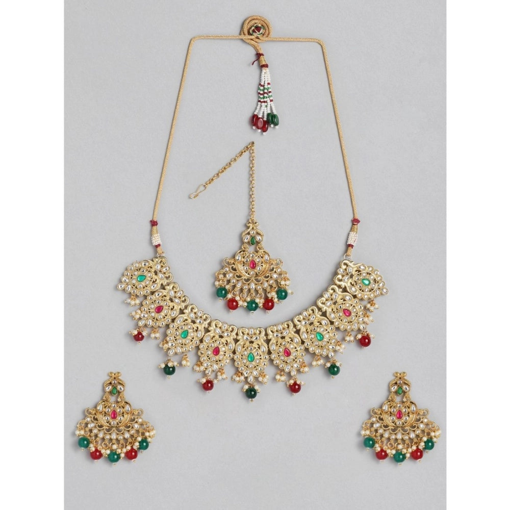 Women's Rose Gold Plated Alloy Necklace & Earings Set — Light Green · 0259