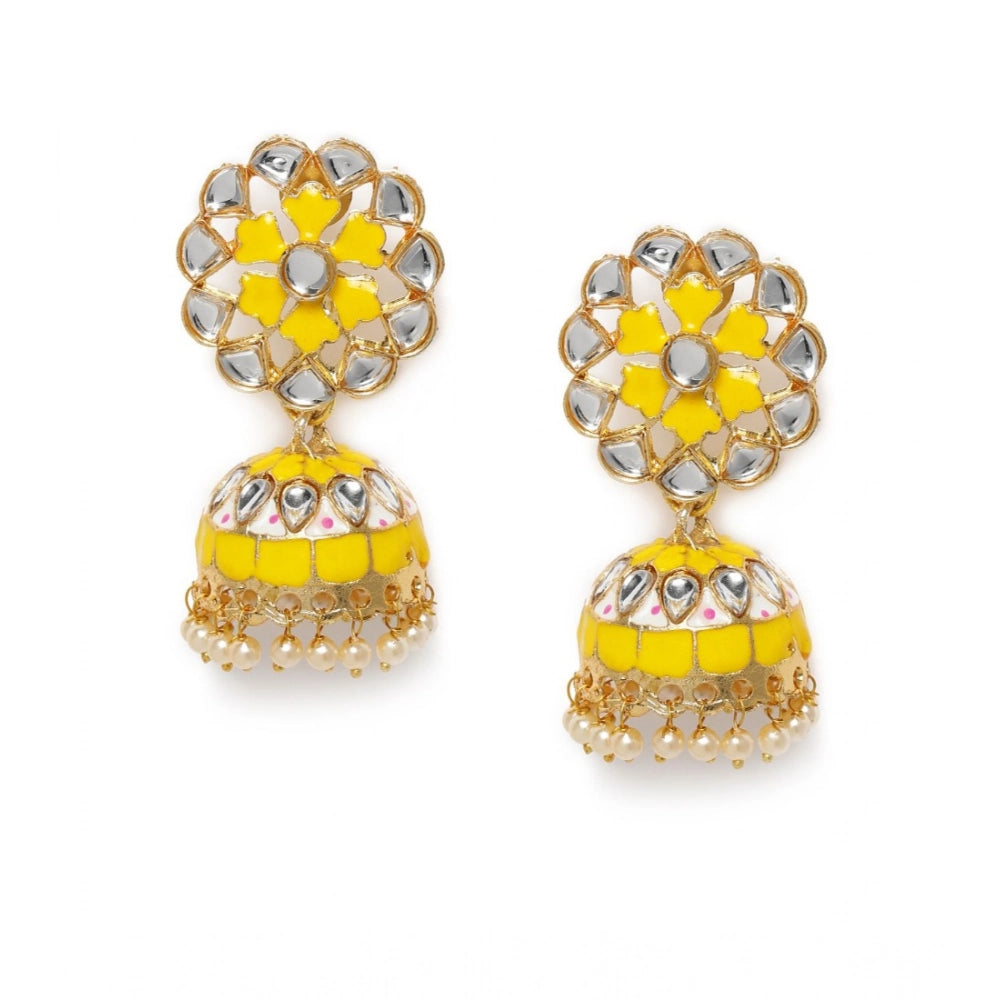 Women's Rose Gold Plated Alloy Earrings — Yellow · 0272
