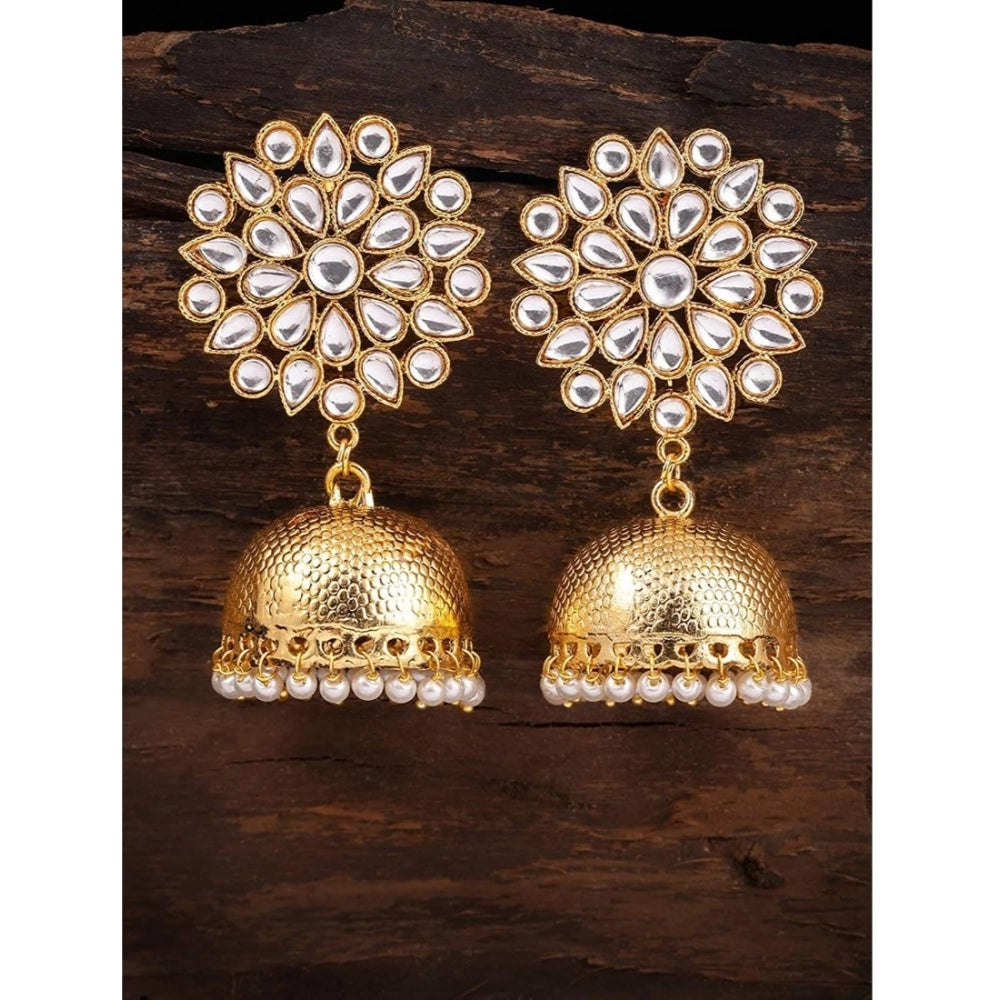 Women's Rose Gold Plated Alloy Earrings — White