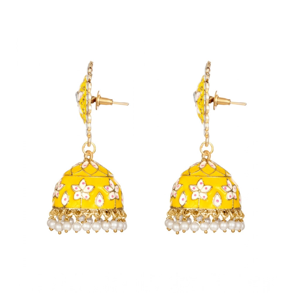 Women's Rose Gold Plated Alloy Earrings — Yellow · 0275