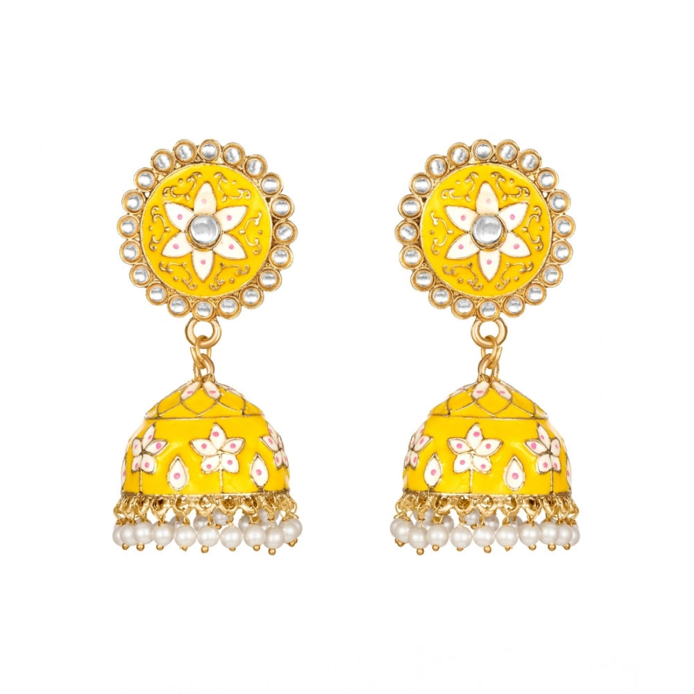 Women's Rose Gold Plated Alloy Earrings — Yellow · 0275