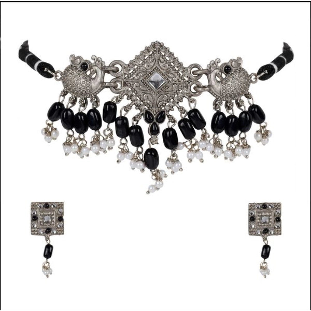 Women's Rose Gold Plated Alloy Necklace & Earings Set — Silver · 0271
