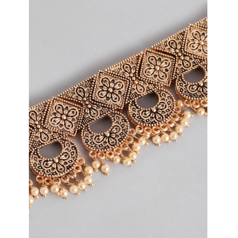 Women's Rose Gold Plated Alloy Necklace & Earings Set — Gold · 0254