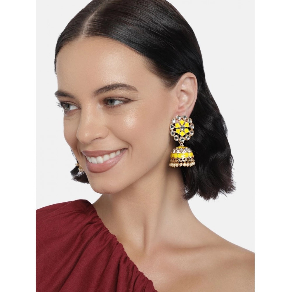 Women's Rose Gold Plated Alloy Earrings — Yellow · 0272