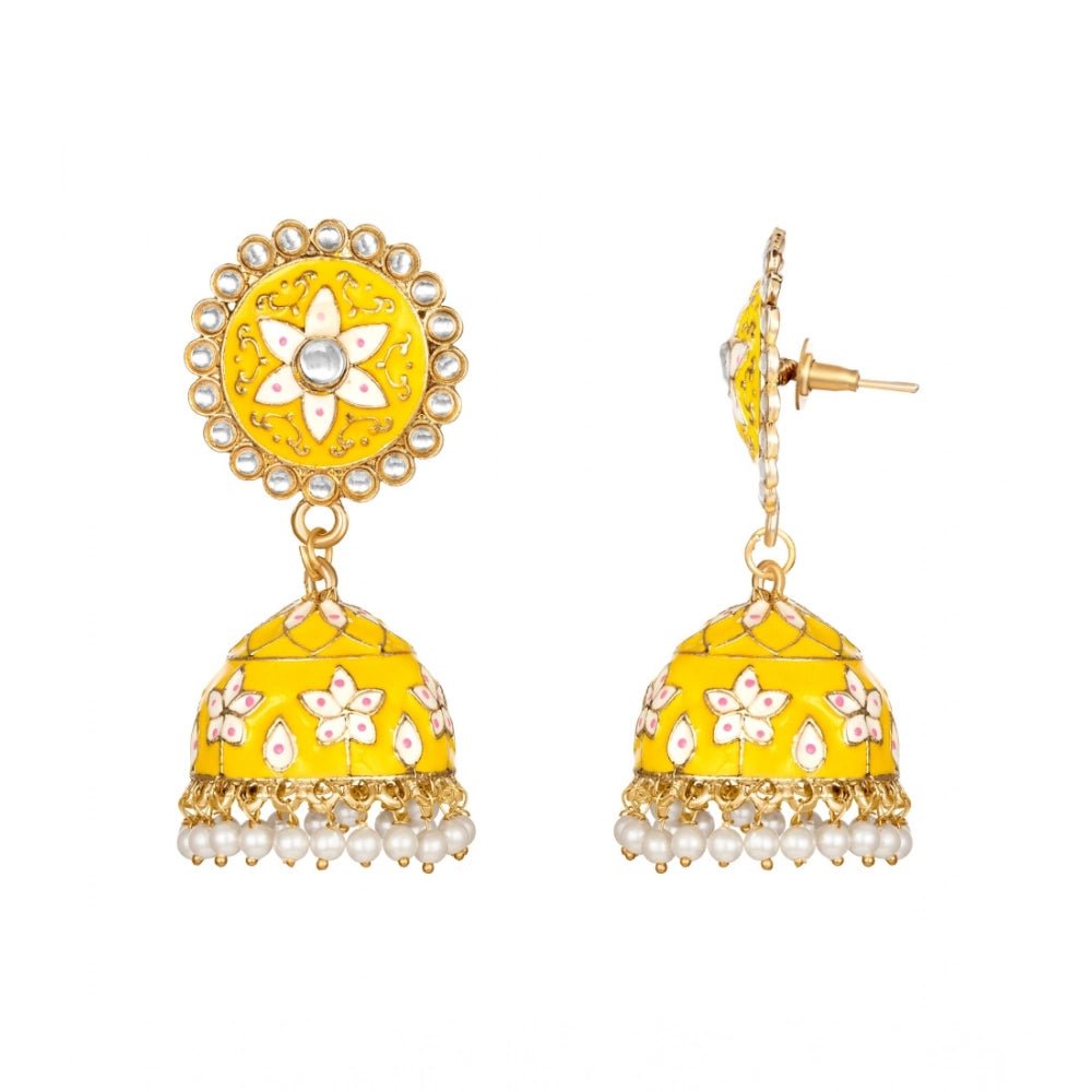 Women's Rose Gold Plated Alloy Earrings — Yellow · 0275