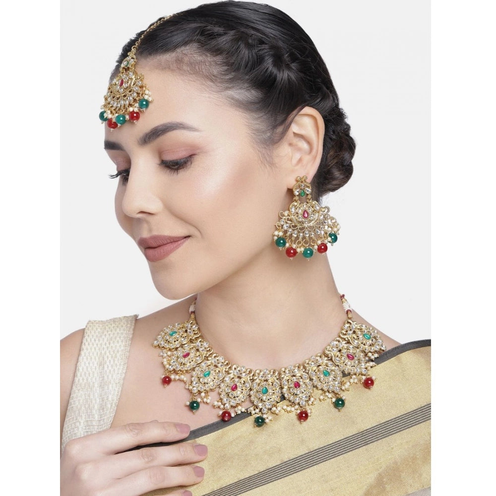 Women's Rose Gold Plated Alloy Necklace & Earings Set — Light Green · 0259