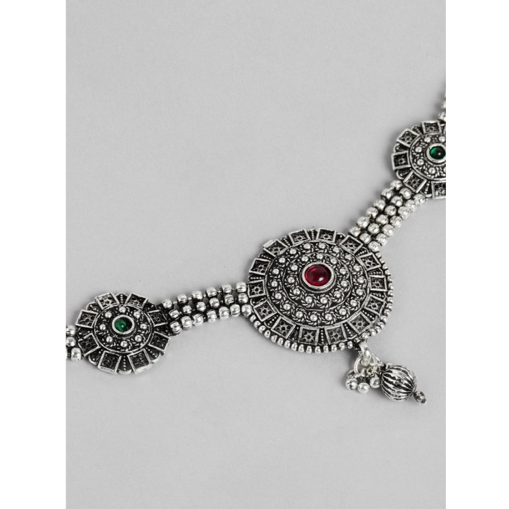 Women's Rose Gold Plated Alloy Necklace & Earings Set — Silver · 0220