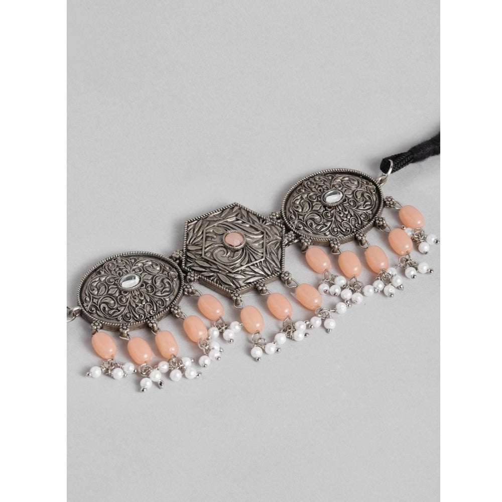 Women's Rose Gold Plated Alloy Necklace & Earings Set — Orange · 0276
