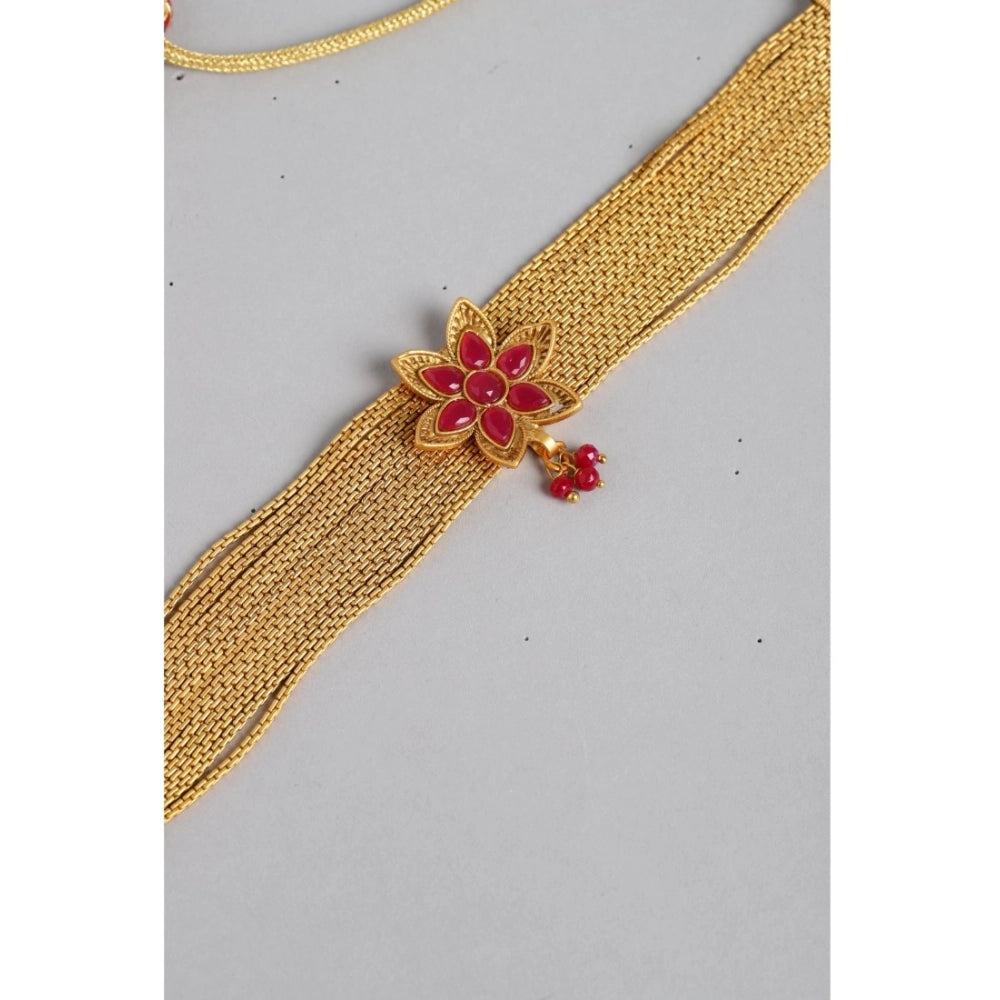 Women's Rose Gold Plated Alloy Necklace & Earings Set — Gold · 0207