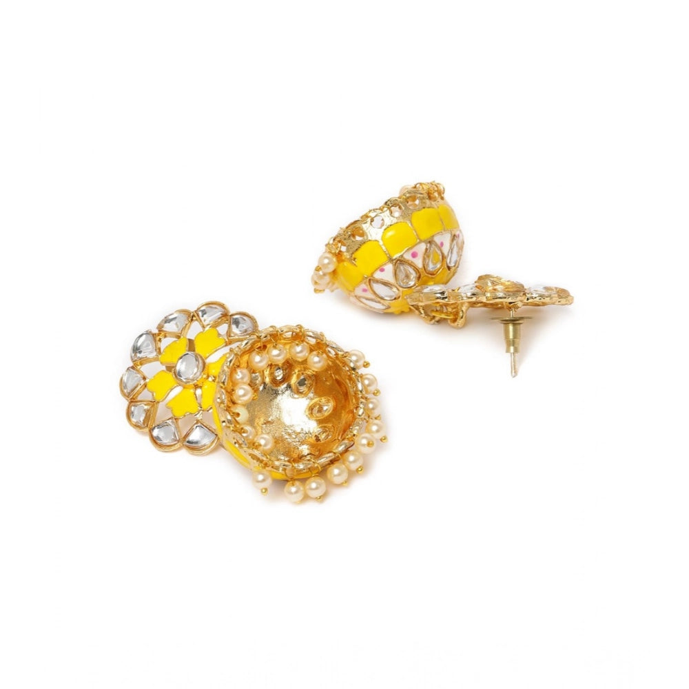 Women's Rose Gold Plated Alloy Earrings — Yellow · 0272