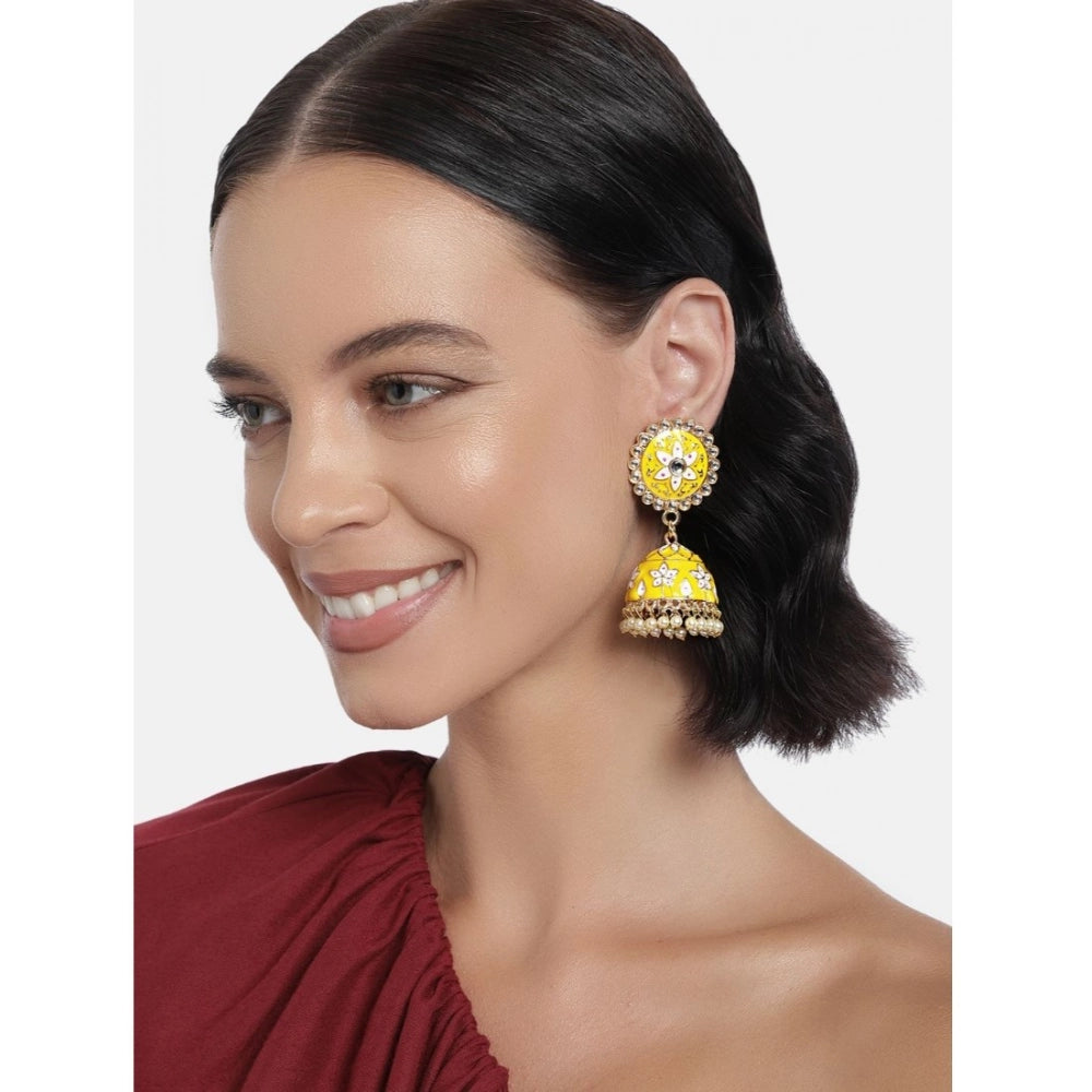 Women's Rose Gold Plated Alloy Earrings — Yellow · 0275