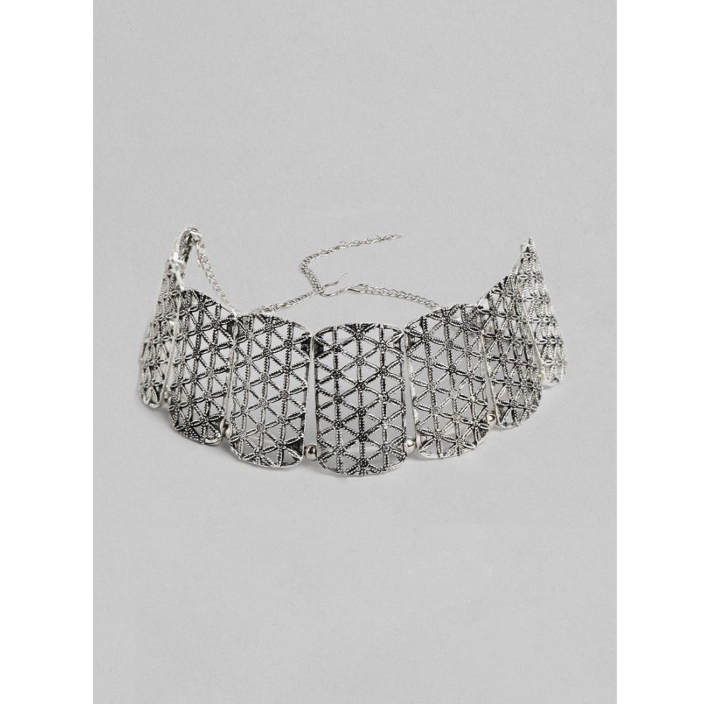 Women's Rose Gold Plated Alloy Choker — Silver