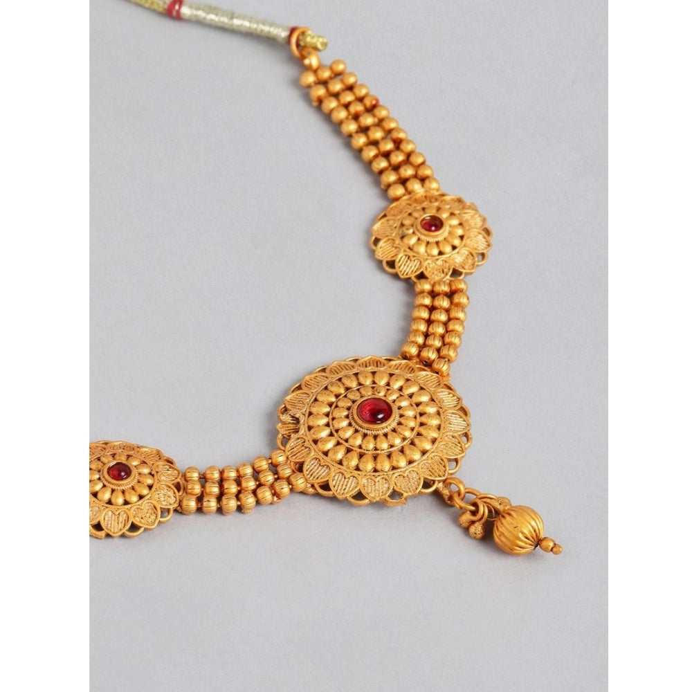Women's Rose Gold Plated Alloy Necklace & Earings Set — Gold · 0218