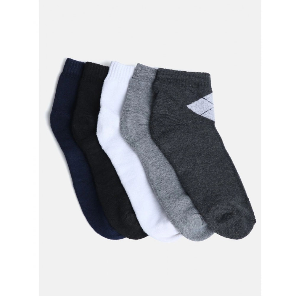 5 Pairs Men's Casual Cotton Blended Solid Mid-Calf Length
