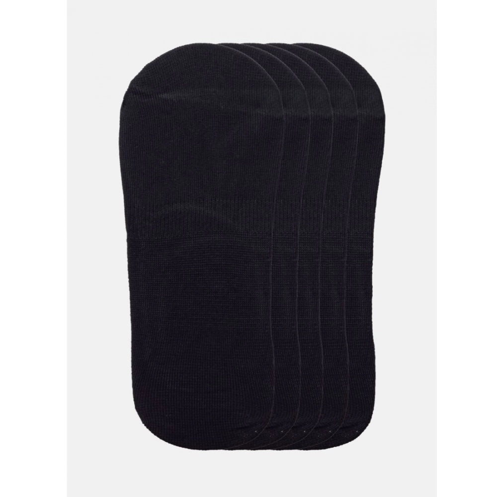 5 Pairs Unisex Casual Cotton Blended Solid No-Show Socks — Black