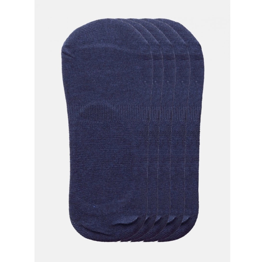 5 Pairs Unisex Casual Cotton Blended Solid No-Show Socks — Navy