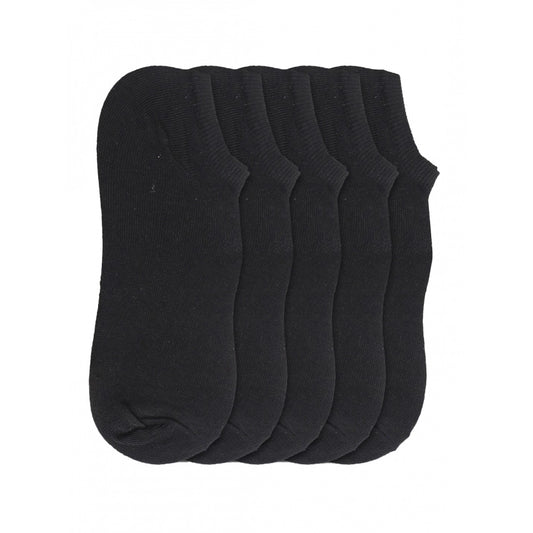 5 Pairs Unisex Casual Cotton Blended Solid Ankle Length — Black