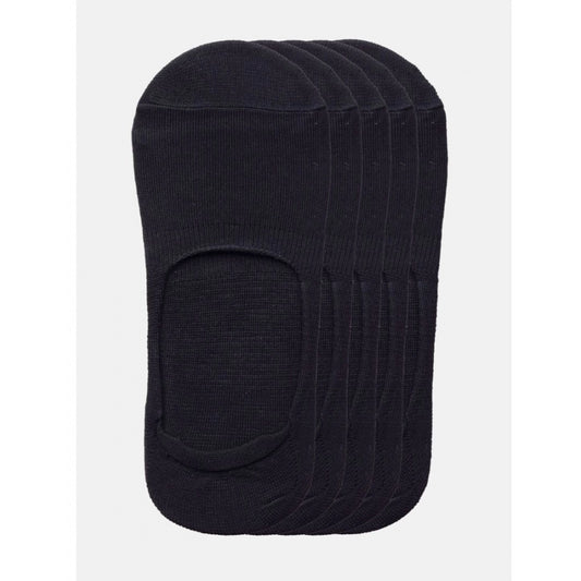 5 Pairs Unisex Casual Cotton Blended Solid No-Show Socks — Black