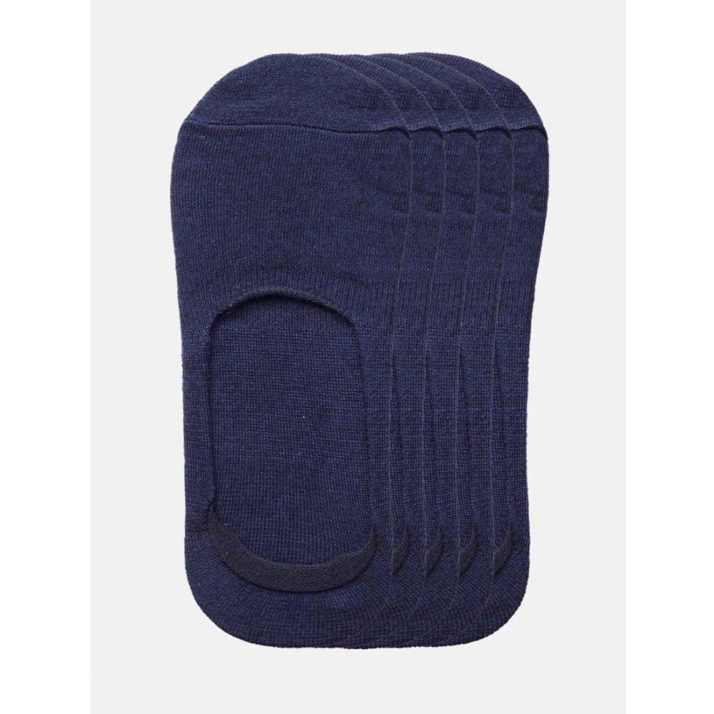 5 Pairs Unisex Casual Cotton Blended Solid No-Show Socks — Navy