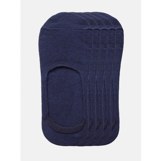 5 Pairs Unisex Casual Cotton Blended Solid No-Show Socks — Navy