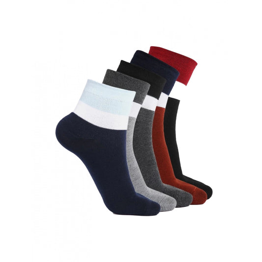 5 Pairs Men's Casual Cotton Blended Solid Ankle Length