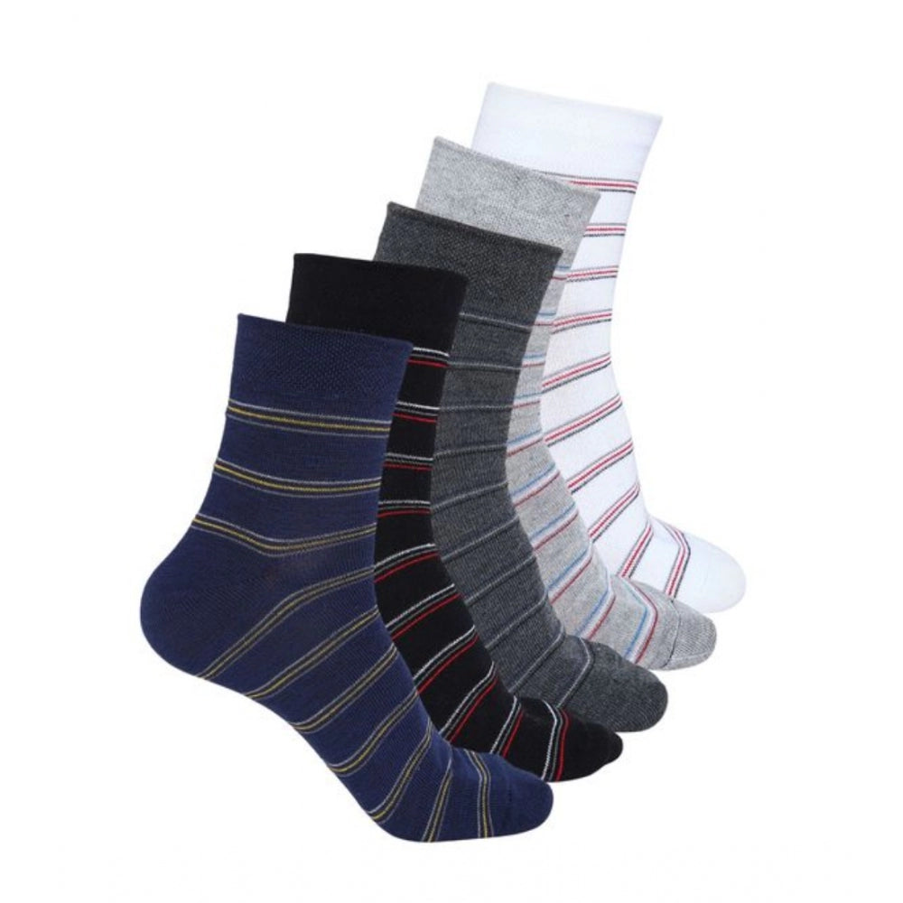 5 Pairs Men's Casual Cotton Blended Printed Mid-Calf Length · N075