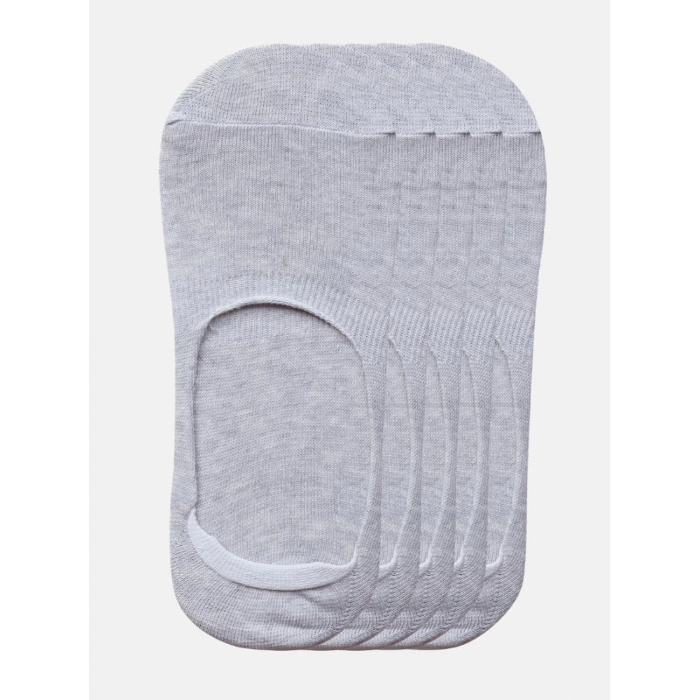 5 Pairs Unisex Casual Cotton Blended Solid No-Show Socks — Light Grey