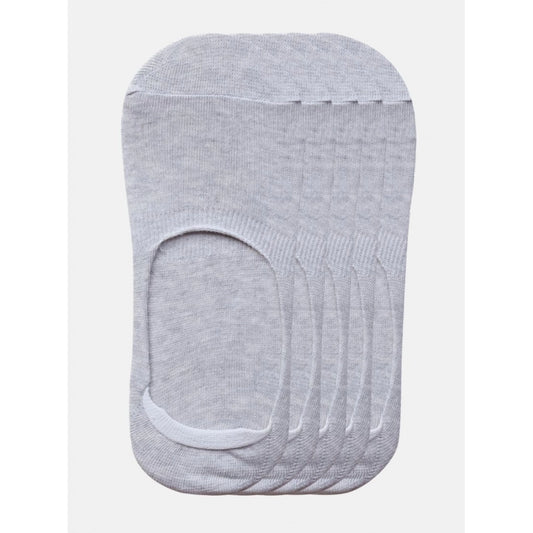 5 Pairs Unisex Casual Cotton Blended Solid No-Show Socks — Light Grey