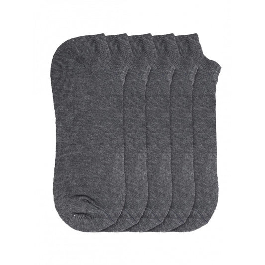 5 Pairs Unisex Casual Cotton Blended Solid Ankle Length — Dark Grey