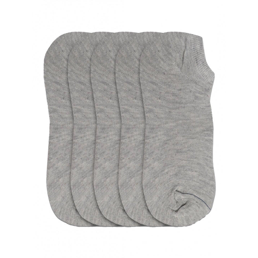 5 Pairs Unisex Casual Cotton Blended Solid Ankle Length — Light Grey