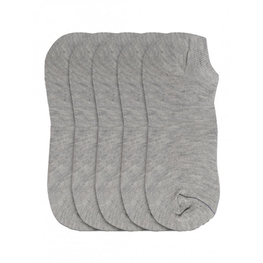 5 Pairs Unisex Casual Cotton Blended Solid Ankle Length — Light Grey