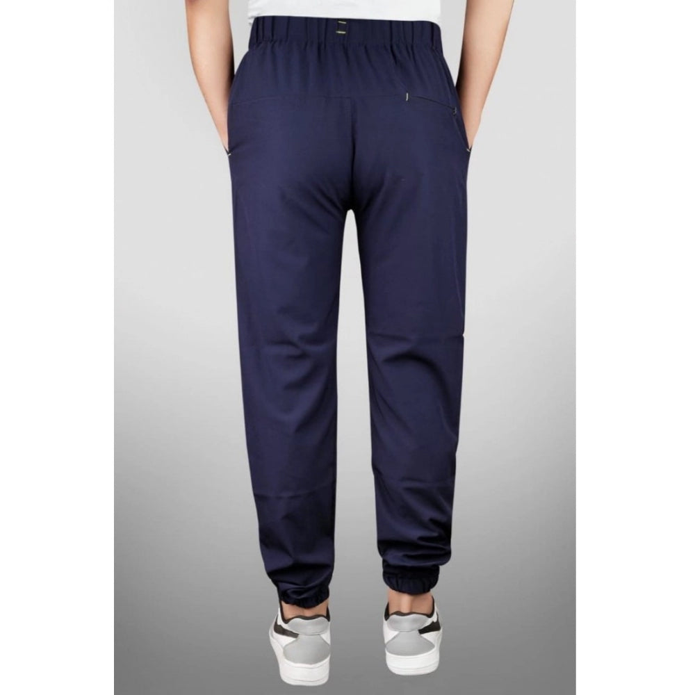 Men's Polyster Solid Track Pant-Lower — Navy Blue