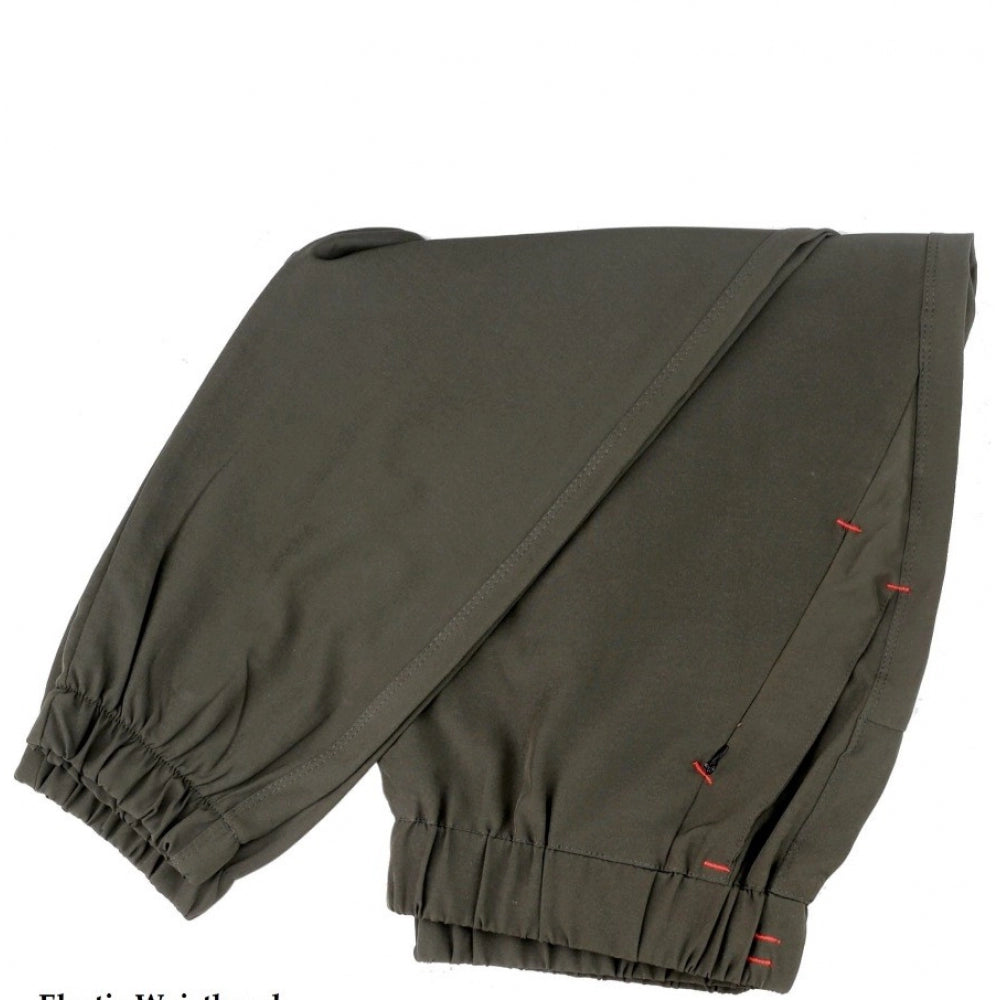 Men's Polyster Solid Track Pant-Lower — Dark Green
